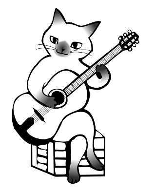 cat playing guitar